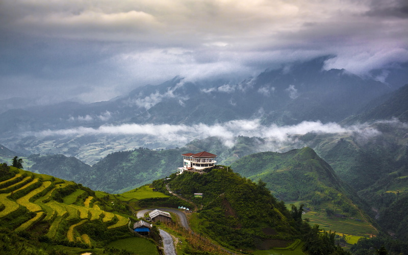 2K, house, valleys, Nature, a house in the mountains, tea plantation, mountains