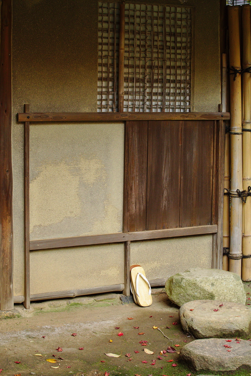 obsolete, tea house, wood - material, shelf, group of objects, built structure, window, stones, building, geta, wall - building feature, indoors, simply