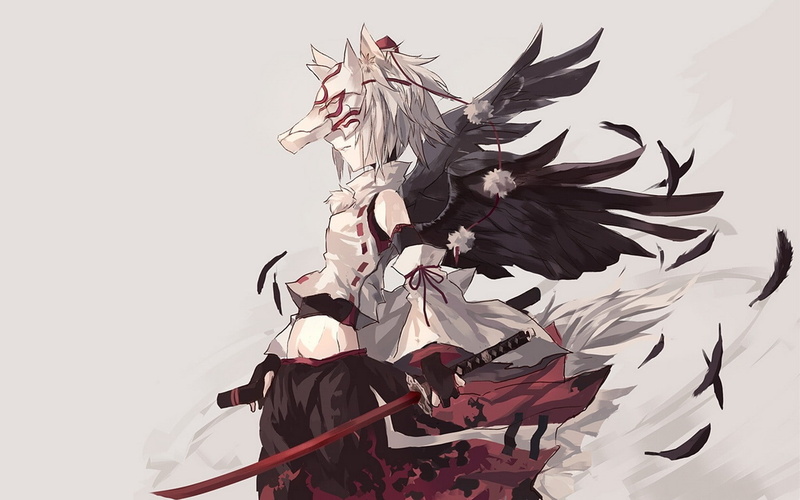 momiji, weapons, x, anime, hd, tengu, inubashiri, art, hot, 720P, ears, girls, games, animal, Touhou