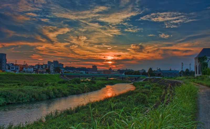 rural scene, Oto River, Japan, canal, nature, field, Aichi, architecture, Orange, agriculture, grass, Okazaki, no people, river, beauty in nature, scenics - nature