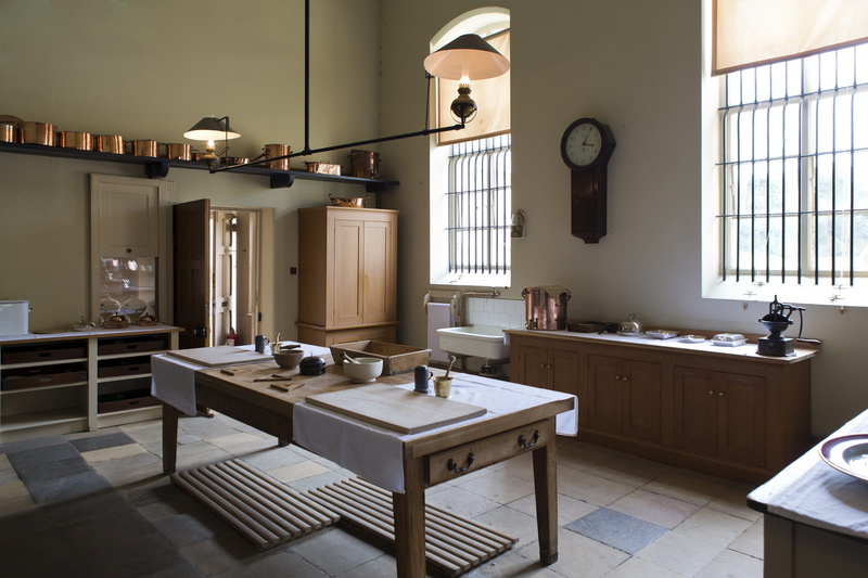 table, domestic kitchen, copper utensils, duckboards, sink, modern, architecture, kitchen, window, stone floor, domestic room, brown, home interior, 5K