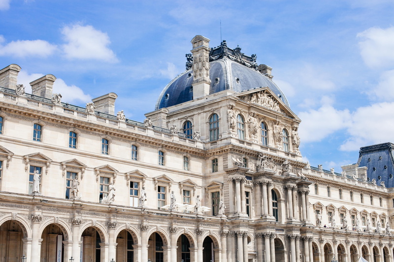 building Exterior, royal, exterior, wing, low angle view, concrete, monument, cloud - sky, sky, heritage, tourism, architecture, louvre, no people, nature