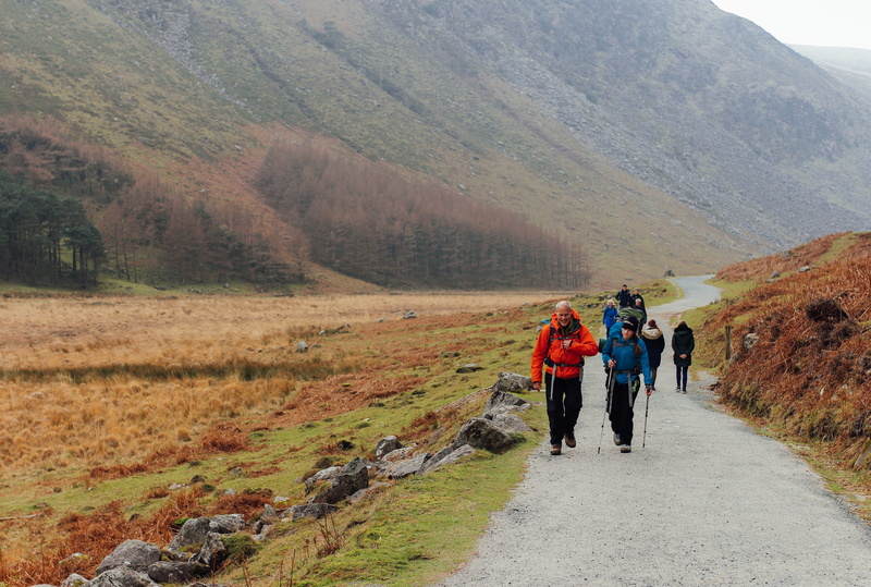 person, non-urban scene, rear view, wicklow, mountains, scenics - nature, real people, adult, human, full length, near, outdoors, two, path, dublin, leisure activity
