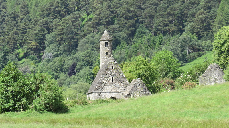 travel, concrete, built structure, 4K, grass, trees, wicklow, lush foliage, ireland, travel destinations, glendalough, land, surrounded, gray, idyllic