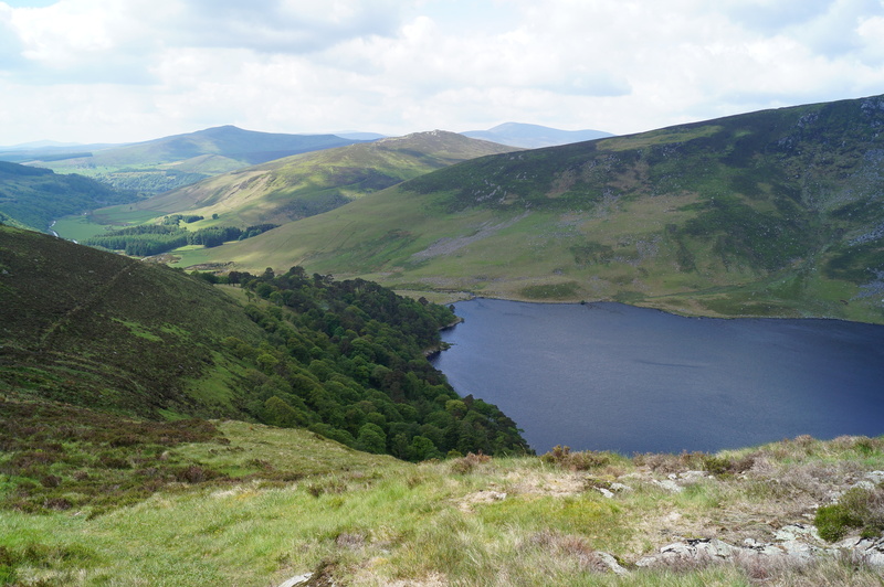 4K, outdoors, cloud - sky, glendalough, valley, environment, mountain range, green color, outdoor, beauty in nature, blue, idyllic, mountain lake, lake