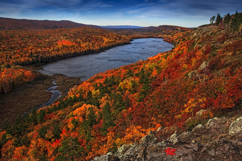 mountain, water, scenics - nature, orange color, silver city, fall colors, 5K, cloud - sky, fall, outdoors, lake, united states, change, ontonagon, land