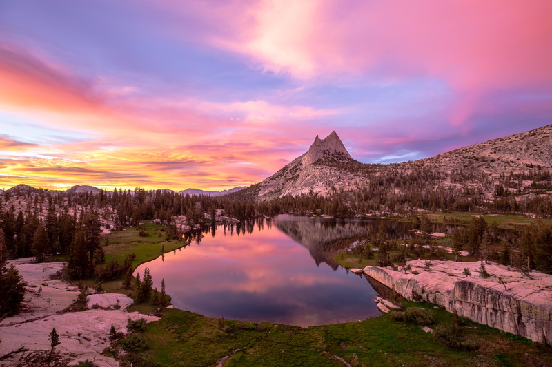 green, mountain peak, environment, snow, mountains, tranquil scene, beauty in nature, Cathedral Lake, landscape, outdoors, rocks, non-urban scene, lake