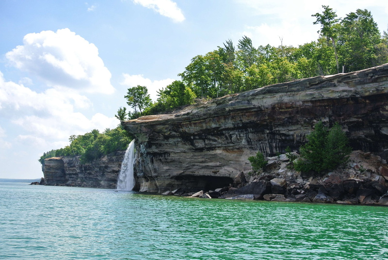plant, day, northern michigan, sea, nature, no people, lakeshore, outdoors, tranquil scene, cloud - sky, tree, sky, beauty in nature, water, waterfall