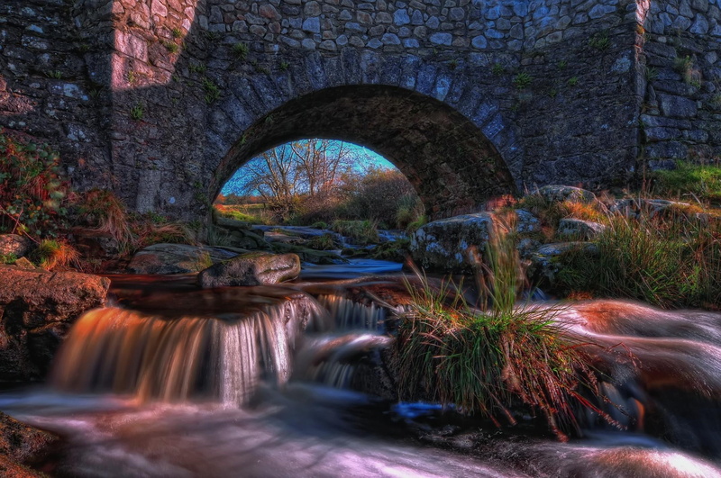 waterfall, trees, wicklow, river, water, ireland, 1080P, bridge, rocks, nature, wicklow ireland, kilbride