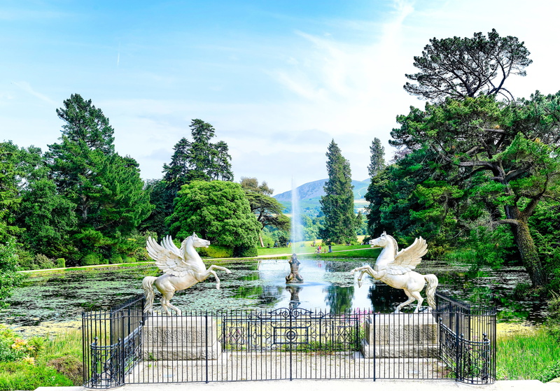 animal wildlife, plant, white, bird, County Wicklow, pond, Ireland, vertebrate, Pegasus, sculpture, horse, Park, beauty in nature, group of animals, barrier