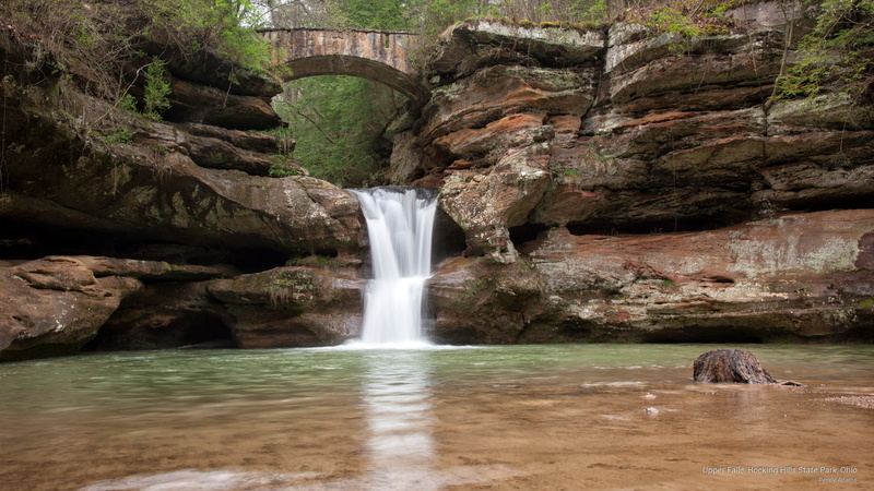 hills, Waterfalls, park, upper, hocking, falls, ohio, state, 2K