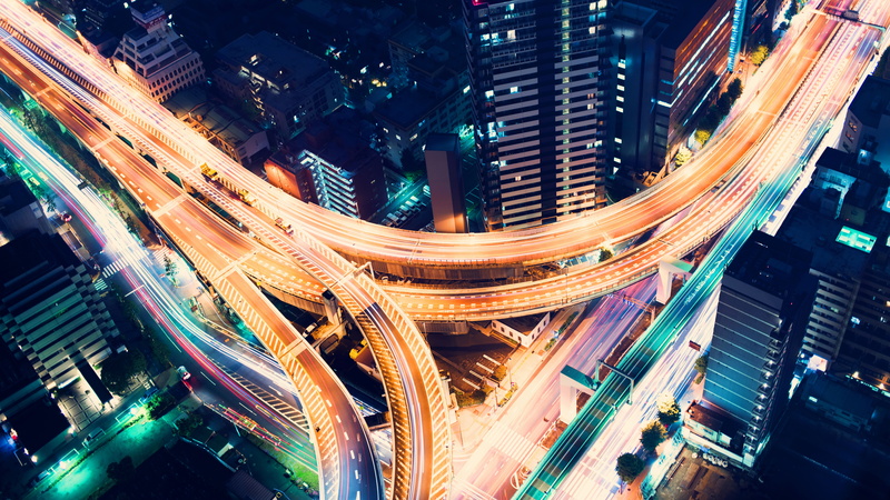 in Tokyo, 5K, Aerial view, 4K, Nightscape, Japan, Highway junction