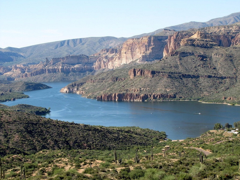superstition mountains, nature and landscapes, 1080P, apache junction, lake, arizona, canyon
