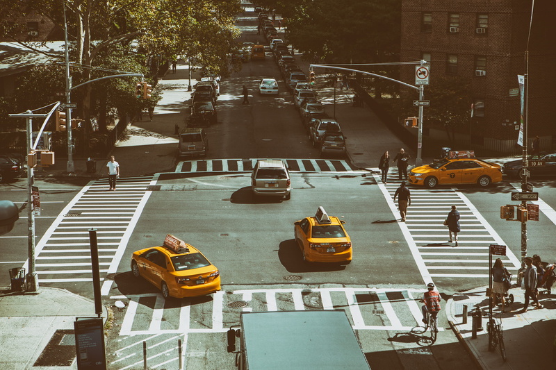 uSA, yellow, public, marking, Wide angle, manhattan, shot, junction, high, mode of transportation, manhattan - New York City, walkway, wide, symbol, land vehicle