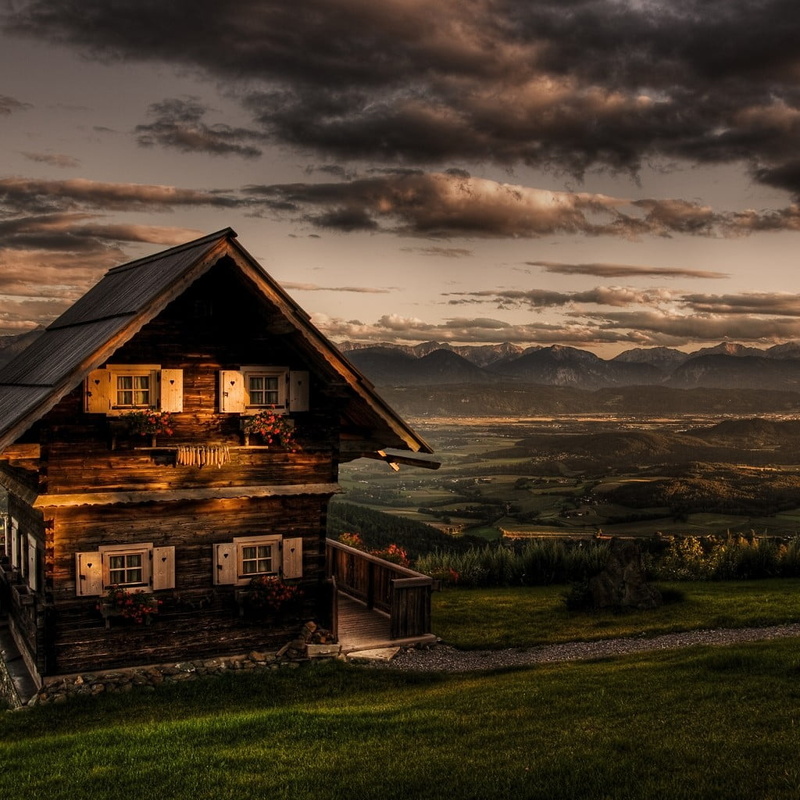 480P, sunset, storm, building, beauty in nature, nature, storm cloud, landscape, mountains, cloud - sky, field, white, Dream House, no people, scenics - nature