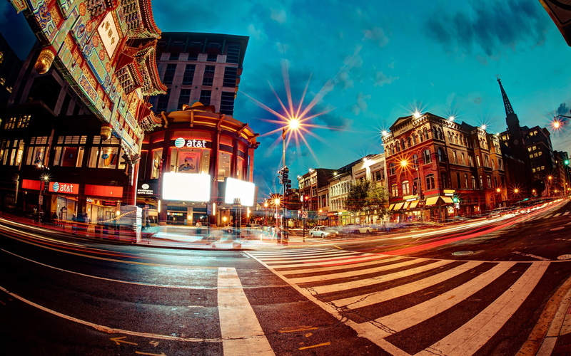 4K, long exposure, cityscape, Washington, D.C., street