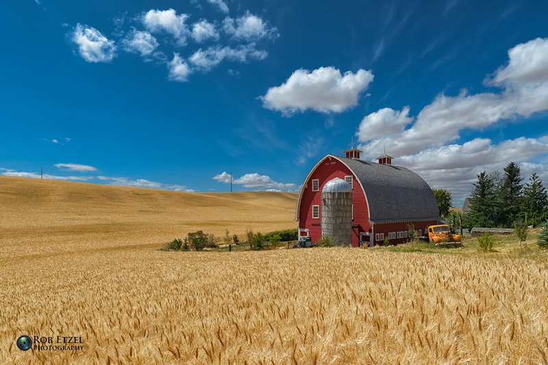 480P, landscape, built structure, scenics - nature, architecture, agriculture, nature, red, crop, cloud - sky, barn, day, no people, rural scene, harvesting