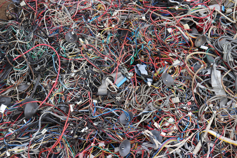 backgrounds, background, electrical wire, large group of objects, junkyard, cables, abandoned, red, black, messy, 5K, pollution, mix, environmental issues