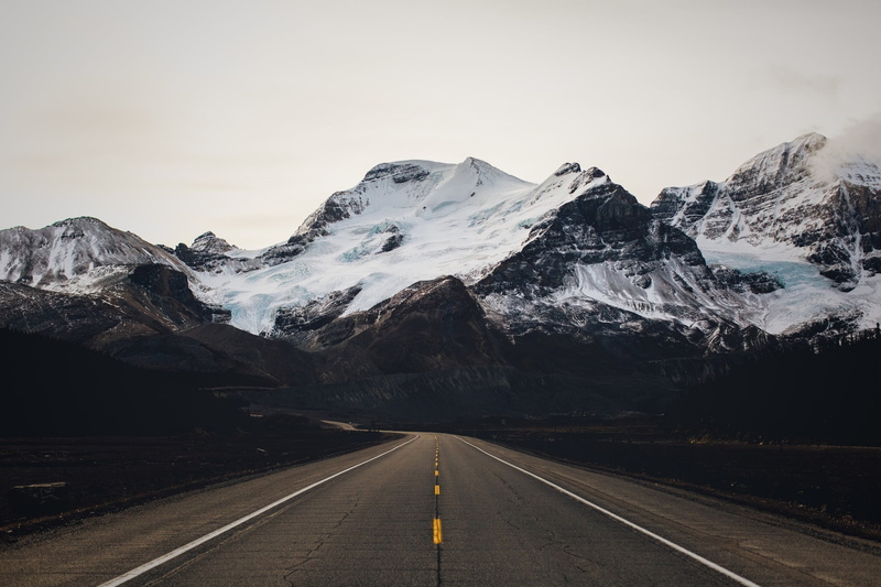 transportation, sky, winter, beauty in nature, nature, snow, the way forward, capped, symbol, outdoors, 1080P, sign, mountain range, no people, mountains