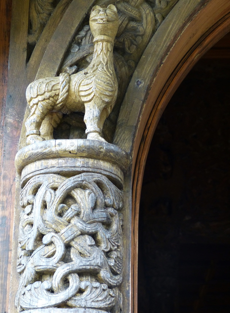 lion, history, building exterior, portal, ornate, carving - craft product, famous, place of worship, stave church, carving, built structure, wooden church