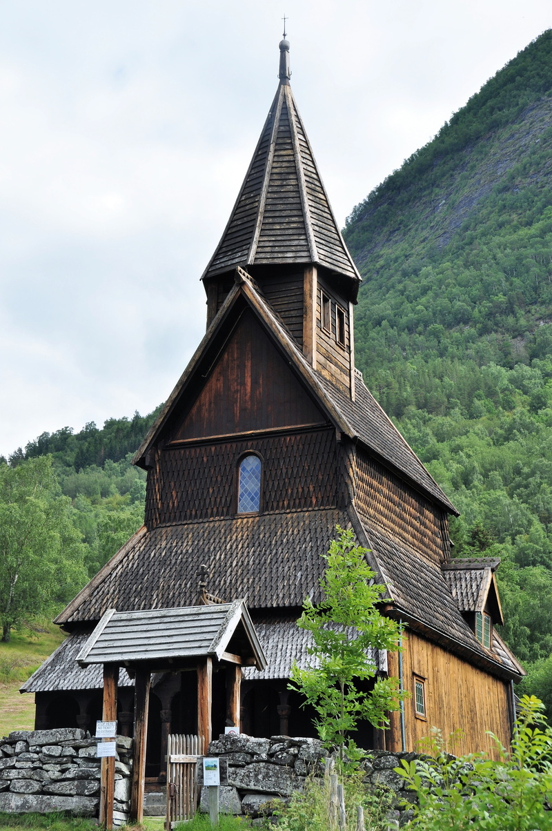 norway, mountain, no people, tourists, place of worship, landscape, places of interest, building exterior, stave church, steeple, religion, architecture