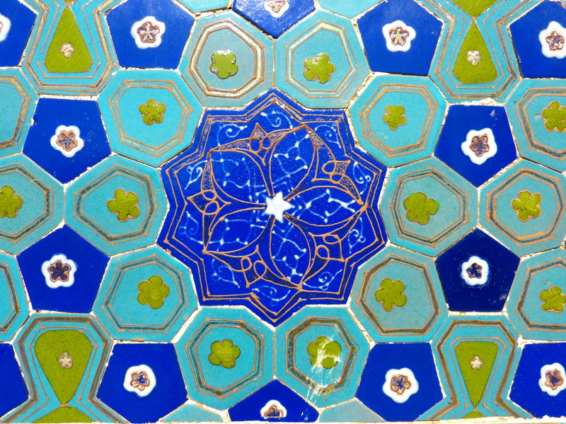 tile, built structure, art and craft, no people, majolica, multi colored, hexagon, indoors, architecture, tiled floor, close-up, full frame, green, floral pattern