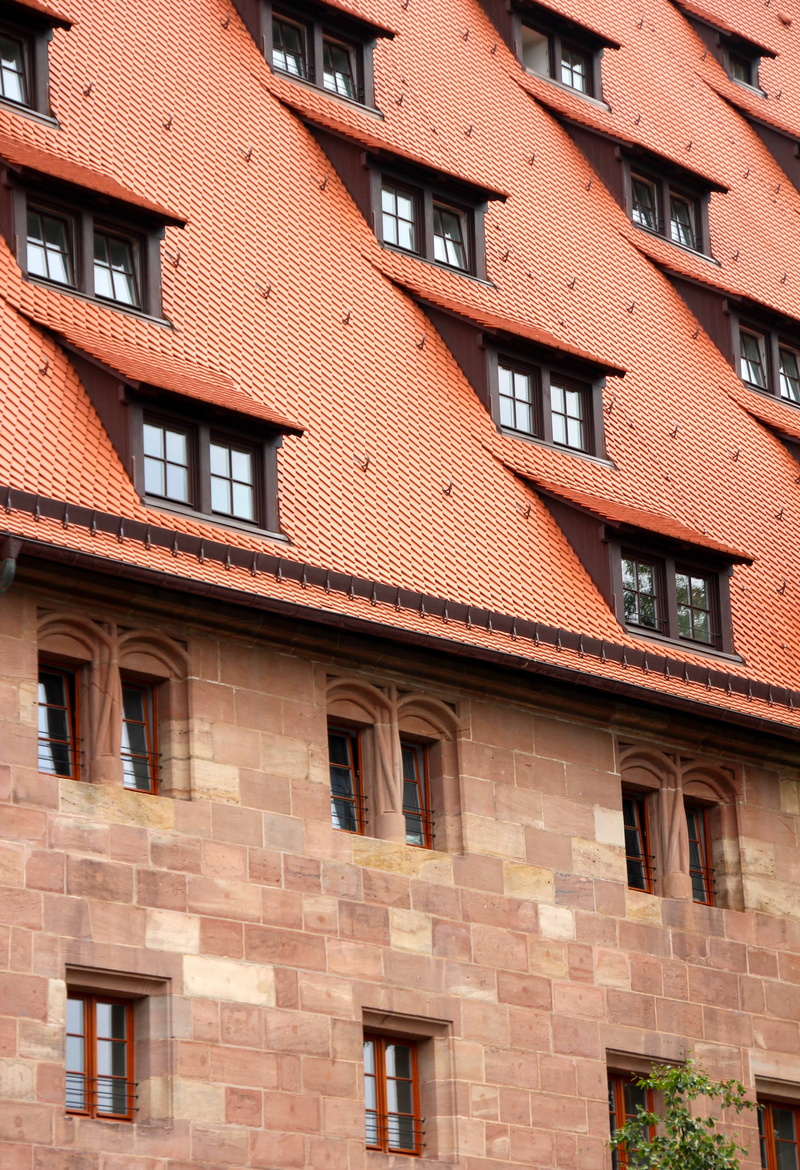 brick, germany, 4K, landscape, architecture, building Exterior, backgrounds, nuremberg, urban Scene, low angle view, wall, roof, repetition, apartment