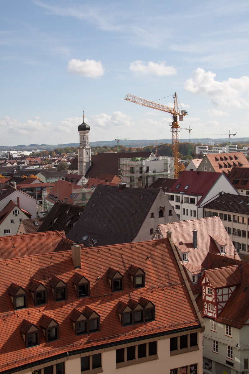 ulm, crane, dormer windows, 4K, no people, building, sky, cityscape, city, panoramic view from the cathedral, architecture, roofs, construction industry