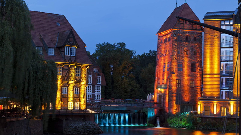 1080P, tower, Lower Saxony, Germany, lights, Luneburg