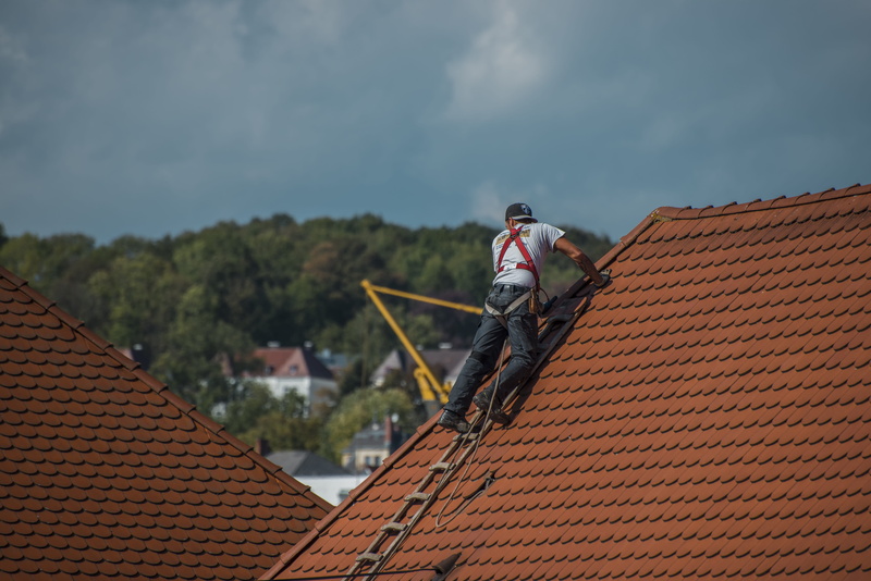 climbing, day, 5K, outdoors, solar energy, gable, one person, nature, building exterior, men, man, house roof, sky, house, roof tile, residential district