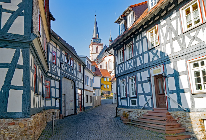 nature, city, famous Place, house, place of worship, medieval, old town, residential district, fachwerkhaus, sky, hesse, street, travel, building, building Exterior