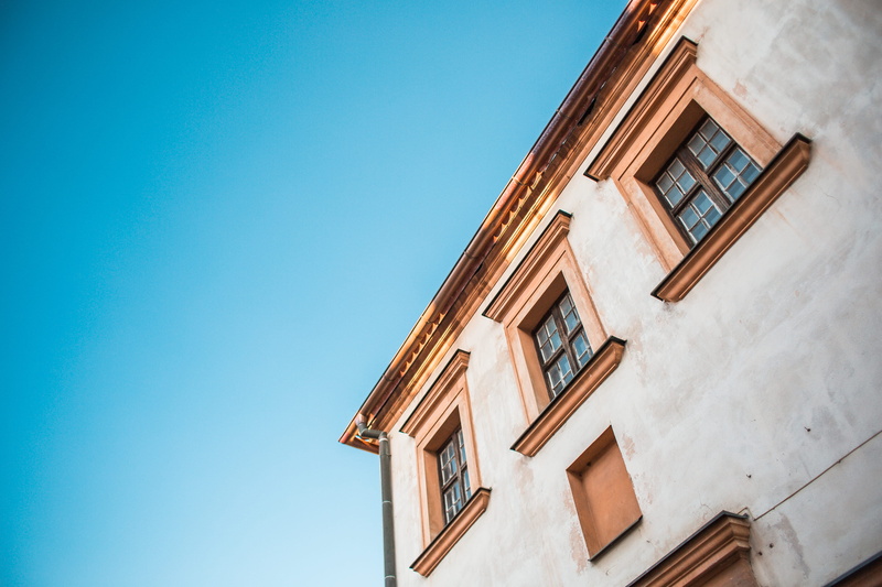 urban Scene, blue, town, no People, Old House, luxury, nature, room for text, Bright Blue, europe, day, house, low angle view, outdoors, windows, city