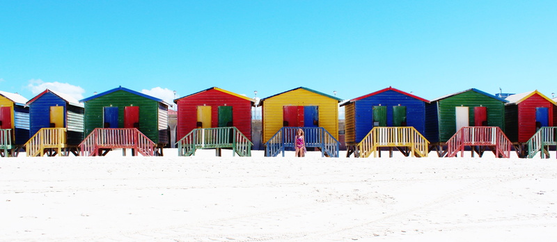 sand, wooden, cottages, cabins, sky, cape town, land, architecture, blue, nature, hut, muizenberg, no people, row house, house, in a row, building, beach hut
