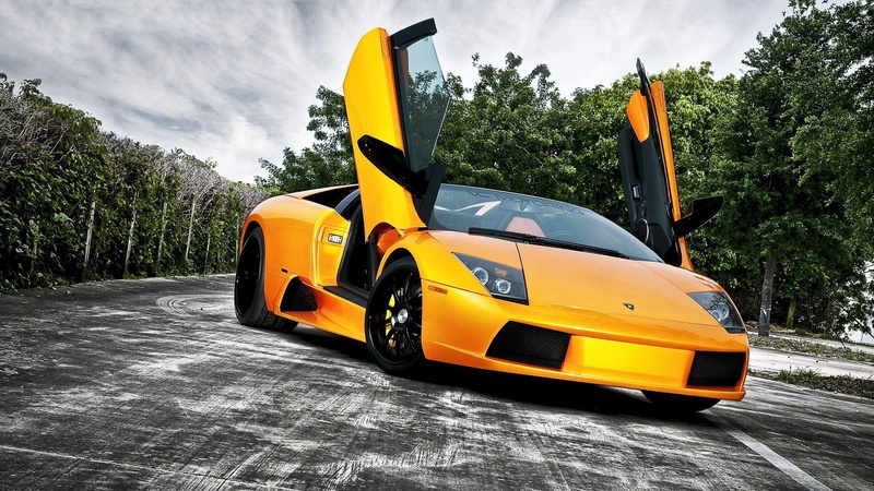 yellow, stationary, sport, plant, mode of transportation, sky, taxi, 1080P, car, dark, nature, Lamborghini, parking, transportation, no people, day, land vehicle