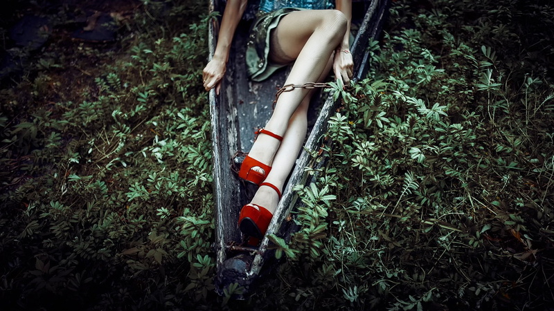 women, forest, high heels, adult, land, plant, body part, lifestyles, real people, human leg, sitting, tree, human limb, growth, human body part, red heels