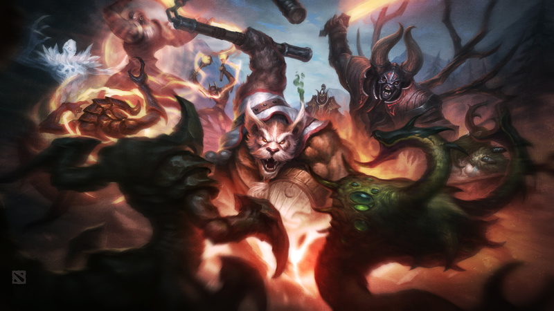 no people, monsters, Lucifer, Brewmaster, animal wildlife, water, indoors, Mangix, group of animals, art and craft, dota 2, spirituality, representation