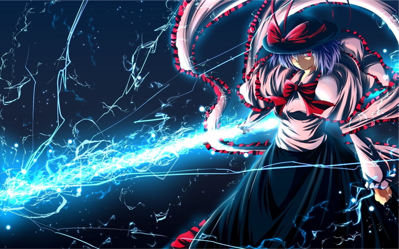 Touhou, light painting, nightlife, 1080P, light, artwork, lighting equipment, full frame, red, backgrounds, complexity, no people, anime girls, Nagae Iku