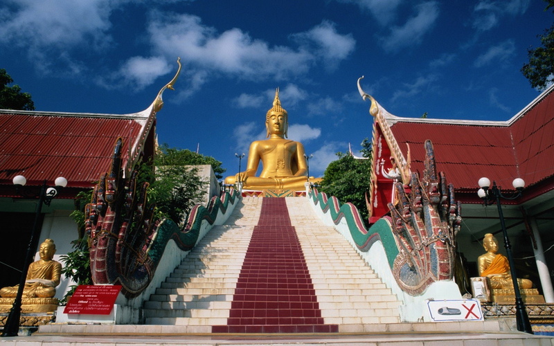 religion, buddha, stairways, naga, 1080P, thailand, temples
