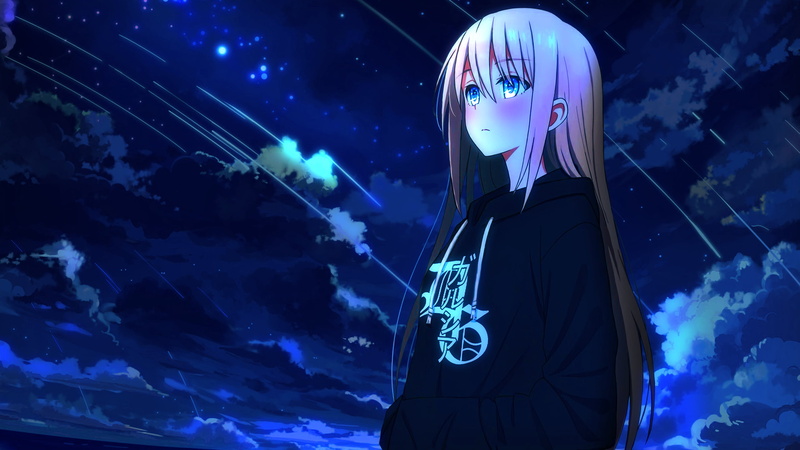 Original, Night, Anime, 2K, Blue Eyes, Blonde, Girl
