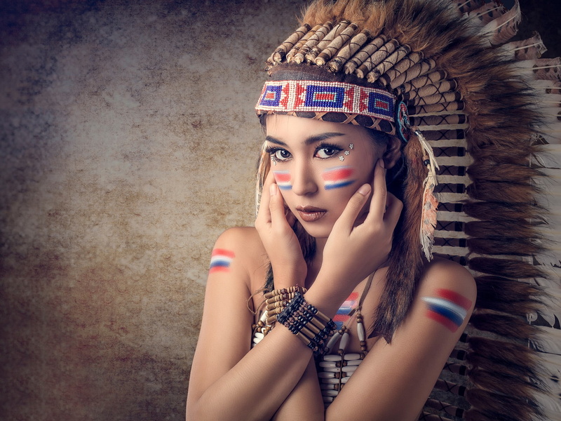 Asian, 1080P, model, women, Native American Clothing