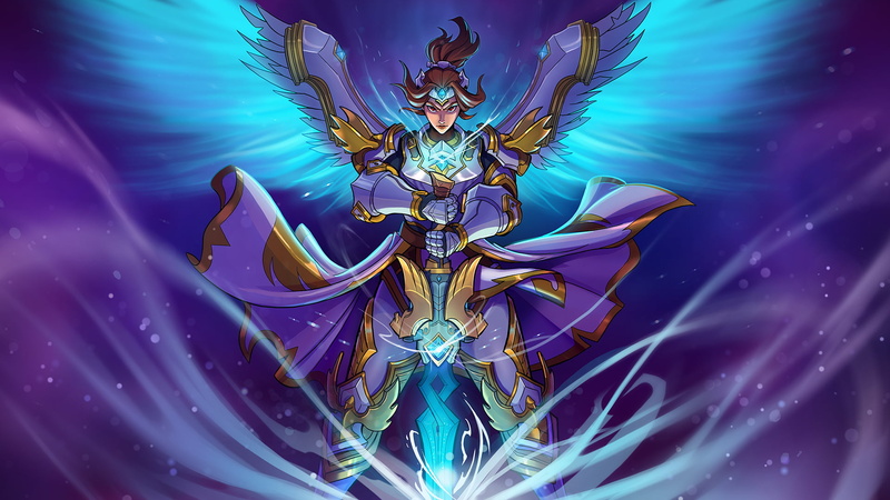 Paladins: Champions of the Realm, angel, 1080P, wings, video games, digital art, video game art, Furia (Paladins), video game girls, sword