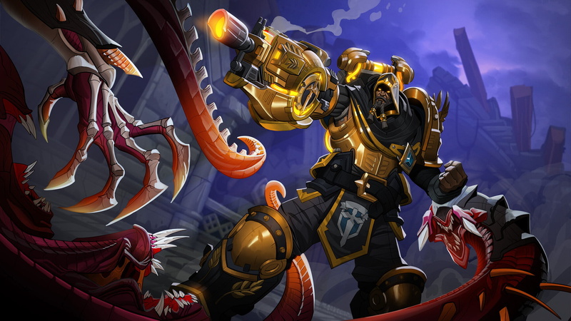 creature, 1080P, video games, Video Game Heroes, Atlas (Paladins), rifles, wolf, video game art, digital art, assault rifle, Paladins: Champions of the