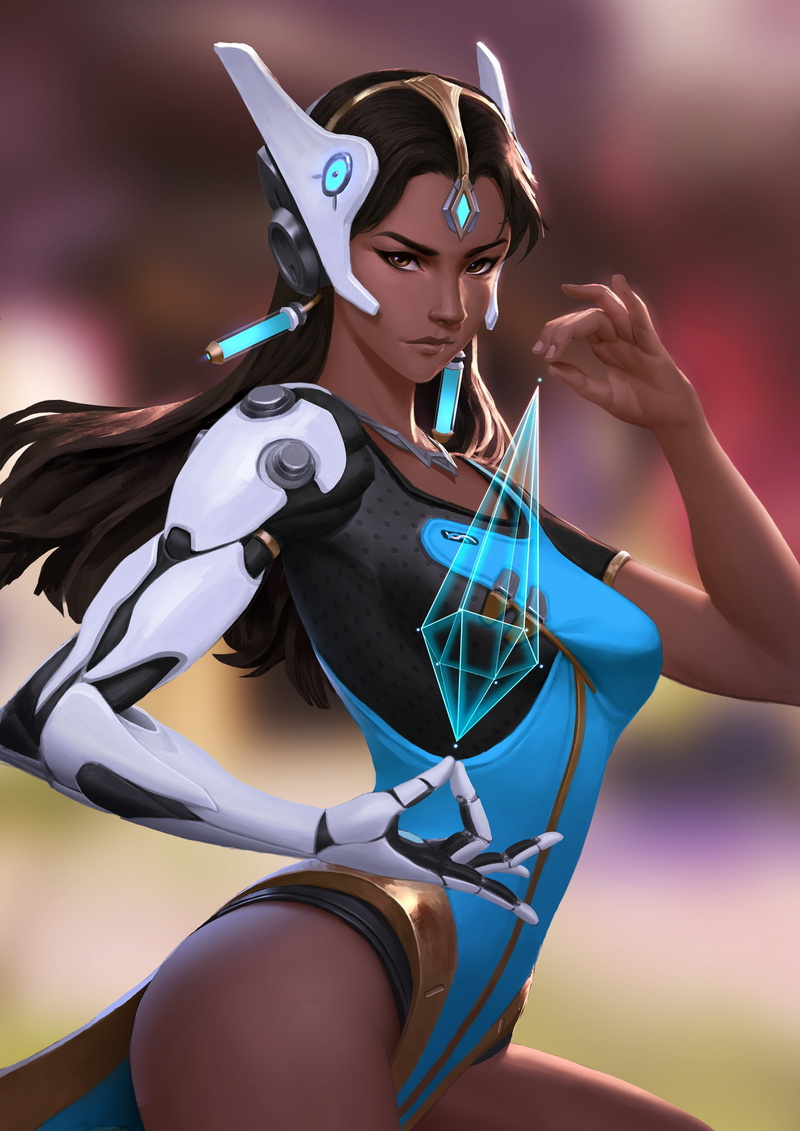 portrait, beautiful people, young women, holding, females, fashion, Symmetra (Overwatch), indoors, Overwatch, 2K, women, clothing, technology, one person