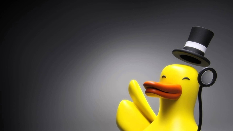 banana, toy, 1080P, yellow, copy space, gray, colored background, close-up, duck, still life, figurine, top hat, technology, indoors, single object, creativity