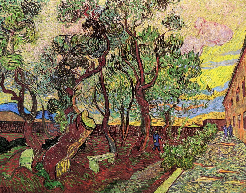 trees, 2K, Hospital 4, people, The Garden of Saint-Paul, shop, Vincent van Gogh