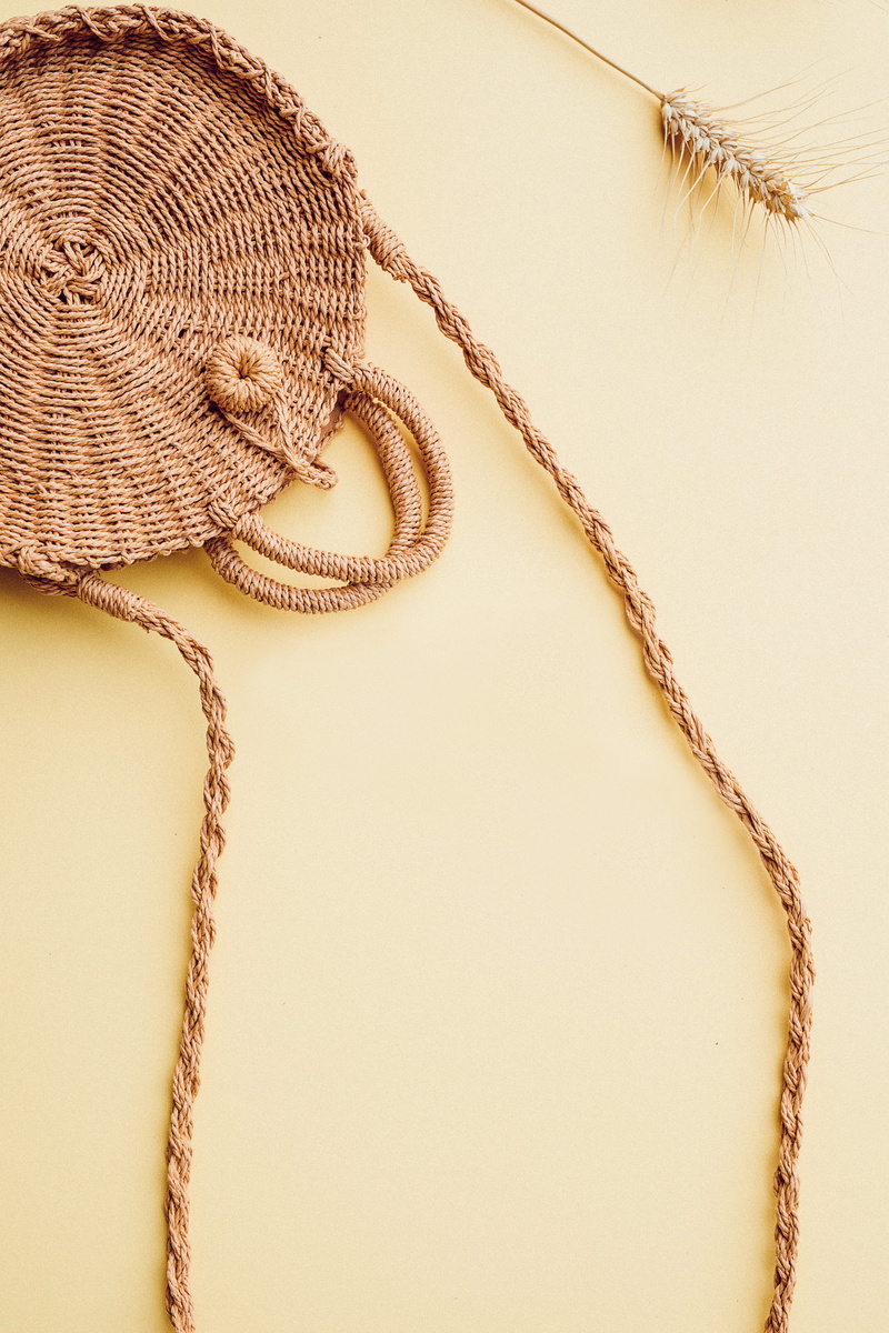 yellow, art and craft, round, tied knot, high angle view, wheat, craft, no people, still life, white background, chain, brown, tied up, rope, close-up