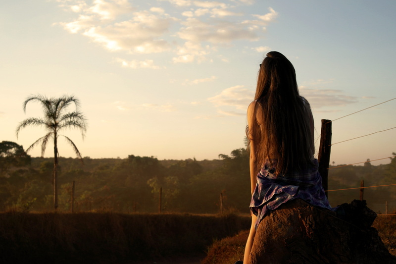 vintage, sky, outdoors, females, by sunsets, standing, womens fashion, sunset, light, looking at view, coconut tree, animal, people, tree, young Women