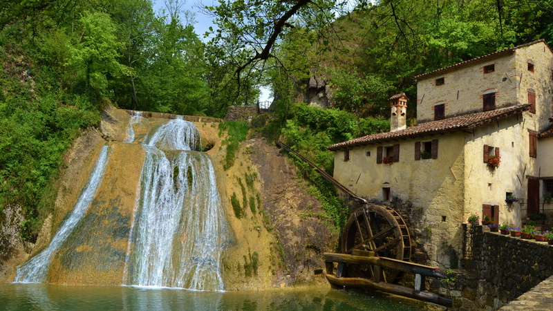 river, flowing, refrontolo, waterfront, historic site, growth, historical, waterfall, forest, plant, nature, water, outdoors, day, treviso, italy, watermill