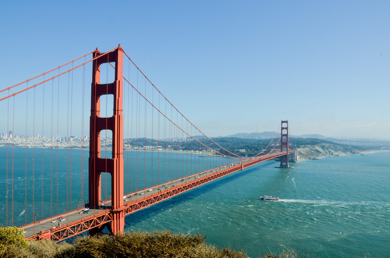 travel, sky, 4K, golden gate bridge, california, san francisco, landmark, bridge - man made structure, usa, america, marin headlands, clear sky, architecture