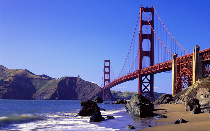 the Americas, travel Locations, bridge - Man Made Structure, cityscape, traffic, outdoors, day, travel Destinations, urban Scene, suspension Bridge, northern California
